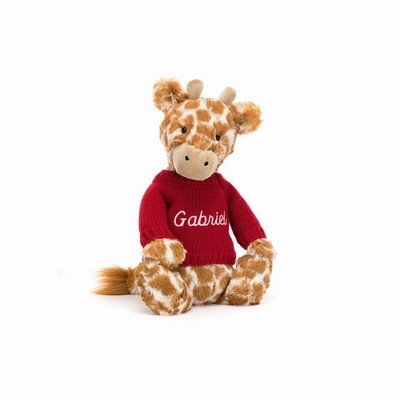 Jellycat Bashful Jirafa with Red Jumper | FGAE-87491